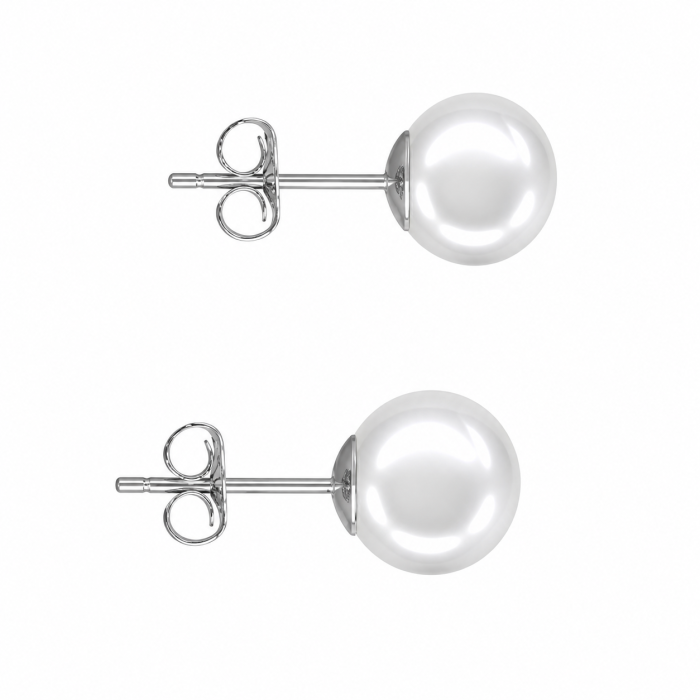 Cercei Perle Akoya Japoneze 7,5-8 mm, Aur Alb 14K, Tip surub - Calitate AAAA KASKADDA