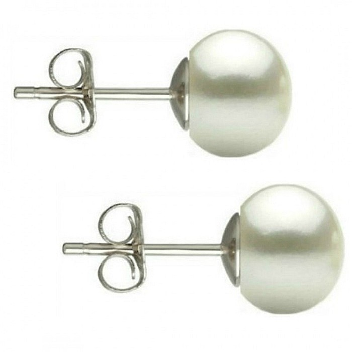 Cercei Perle Albe Naturale 7-8 mm, Tip surub, Argint 925 - Calitate AAA KASKADDA