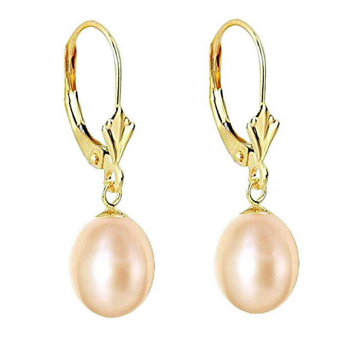 Cercei Perle Crem, Naturale, Forma Lacrima 8 5 mm si Aur Galben 14K KASKADDA