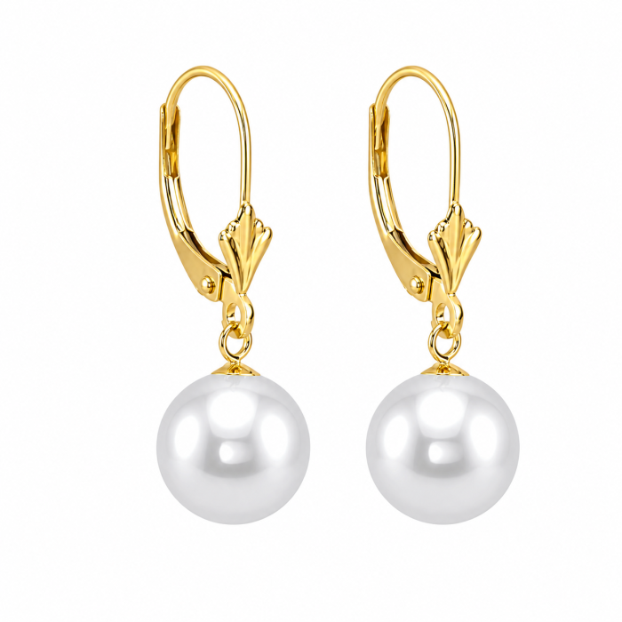 Cercei Perle Japoneze Akoya, Calitate AAAA, 7,5-8 mm si Aur Galben 14K KASKADDA