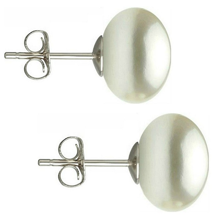 Cercei Perle Mari, Albe, Naturale, 9-10 mm, Tip surub, Argint 925 - Calitate AAA KASKADDA