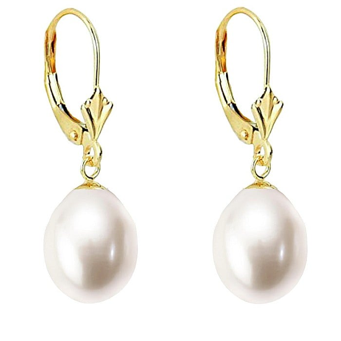 Cercei Perle Mari, Albe, Naturale, de 11 9 mm, AAA+, Aur 14K (aur 585), Forma Lacrima KASKADDA