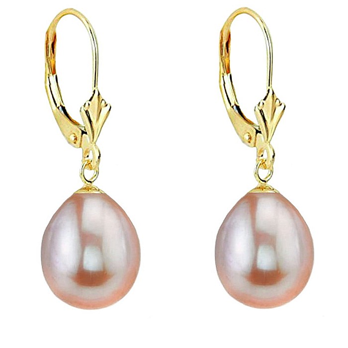 Cercei Perle Mari, Naturale, Lavanda, 11 9 mm, AAA+, Aur 14K (aur 585), Forma Lacrima KASKADDA