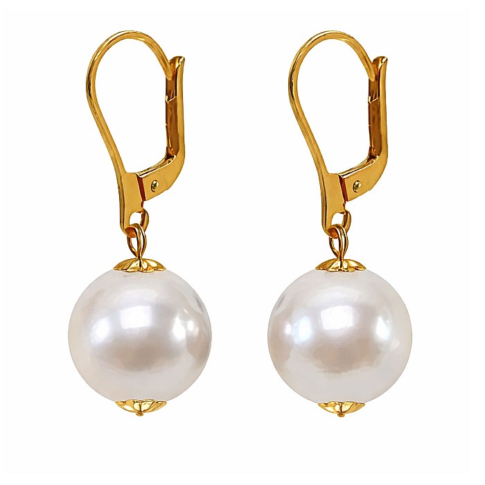 Cercei Perle Mari, Rare Edison de 12,5-13 mm si Aur Galben 14K, Eleganta Absoluta KASKADDA