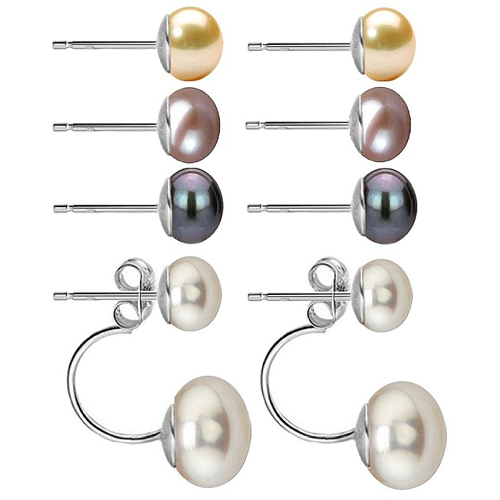 Cercei Perle Naturale 8 in 1, Double, 9-10 mm si 7-8 mm, Argint 925 KASKADDA