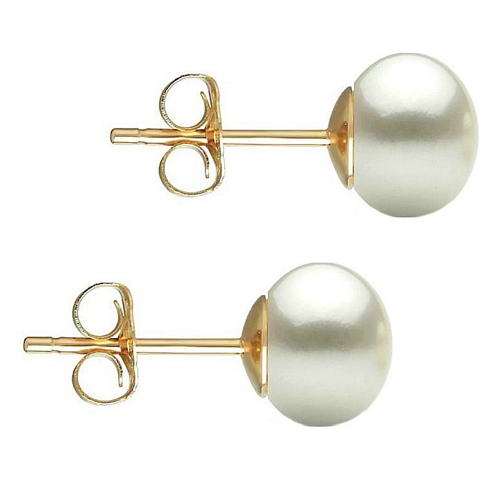 Cercei Perle Naturale Albe 7-8 mm, Aur 14K (aur 585), Calitatea AAA KASKADDA