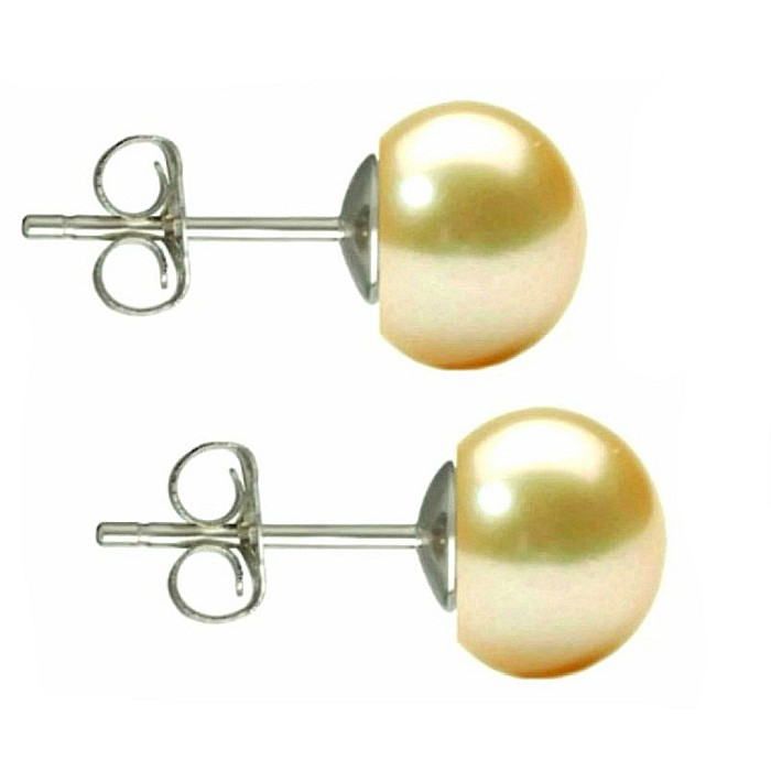Cercei Perle Naturale Crem 7-8 mm, Tip surub, Argint 925 - Calitate AAA KASKADDA