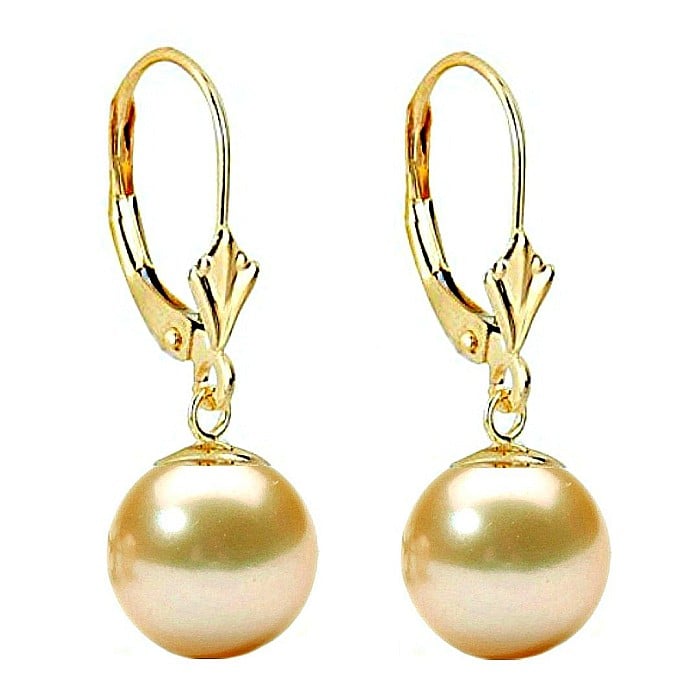 Cercei Perle Naturale Crem 8 mm, Rotunde AAA, Aur 14K (aur 585), Model Lalea KASKADDA