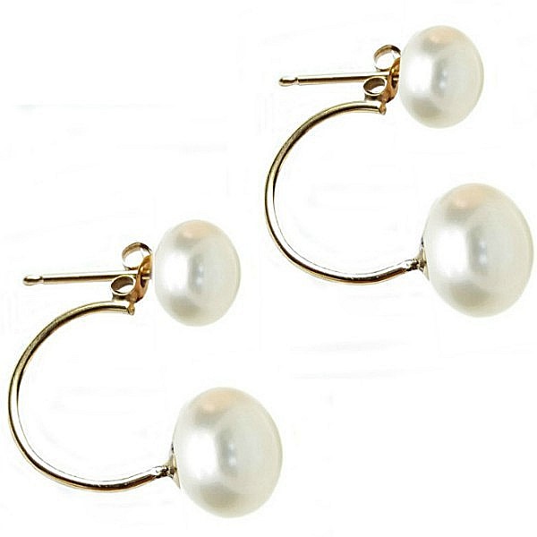 Cercei Perle Naturale Double 7 9 mm, Aur 14K (aur 585), Versatili 2 in 1 KASKADDA