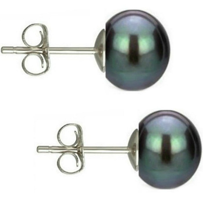 Cercei Perle Negre Naturale 7-8 mm, Tip surub, Argint 925 - Calitate AAA KASKADDA