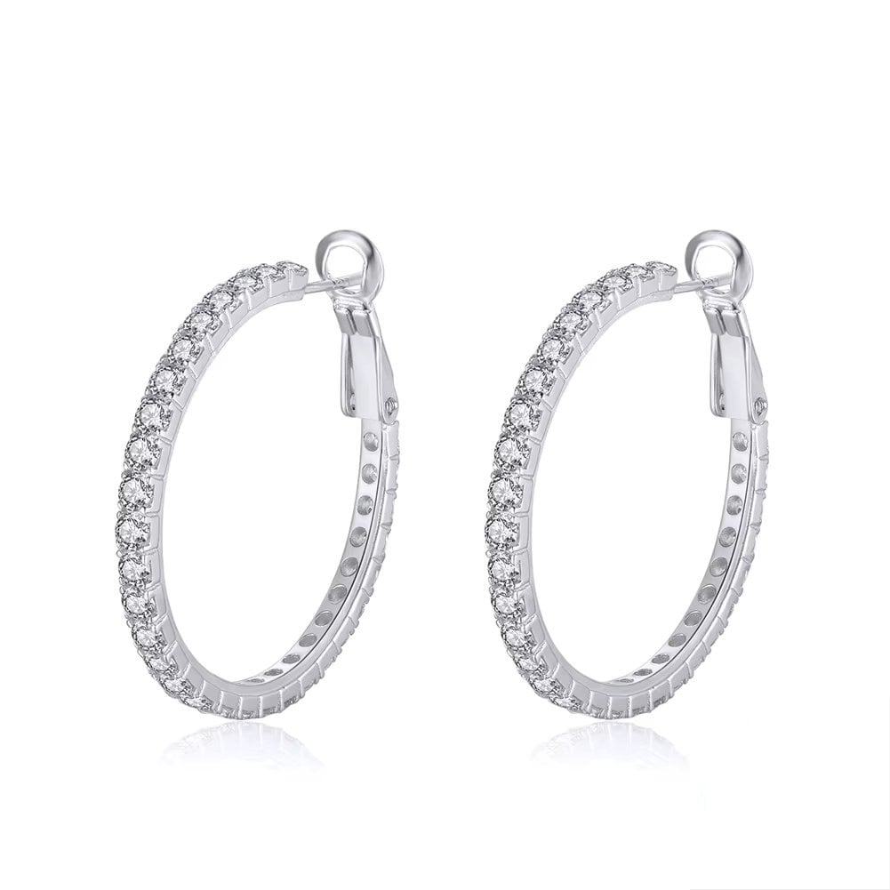 Cercei rotunzi argint 925, JW1748, model elegant, placati cu rodiu - poza 1