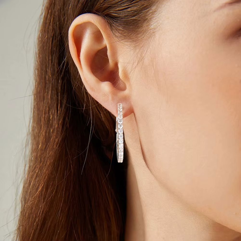 Cercei rotunzi argint 925, JW1748, model elegant, placati cu rodiu - poza 2