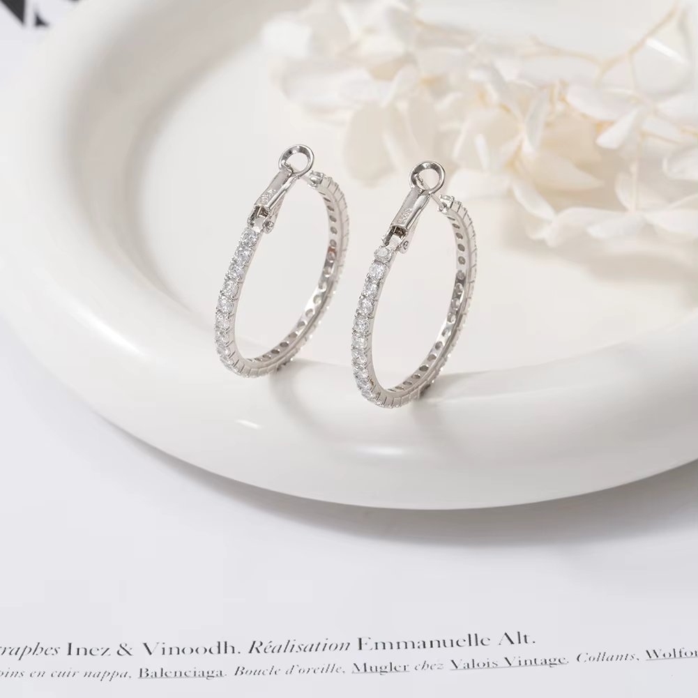Cercei rotunzi argint 925, JW1748, model elegant, placati cu rodiu - poza 3