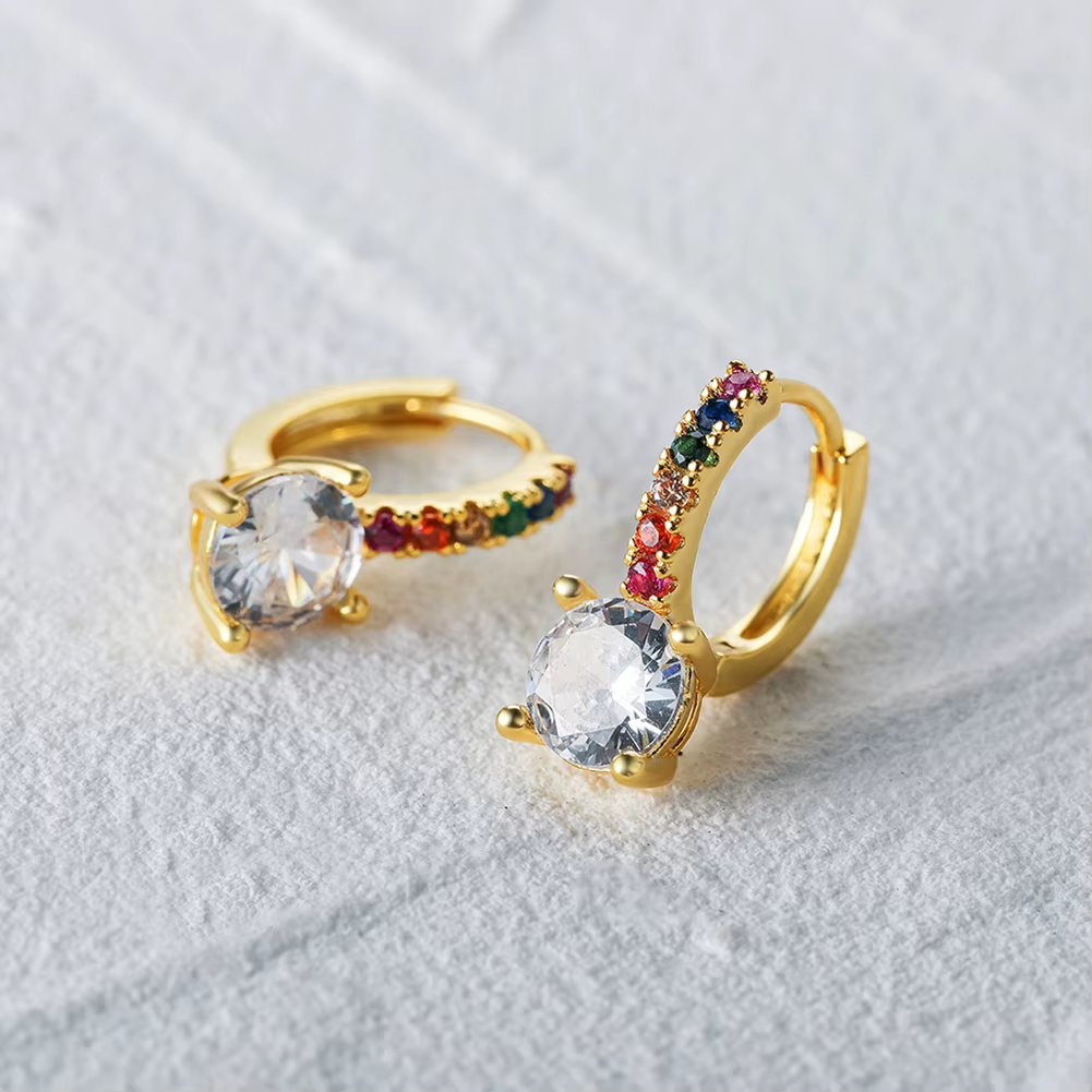 Cercei rotunzi argint 925, JW1795, model elegant, placati cu aur - poza 4