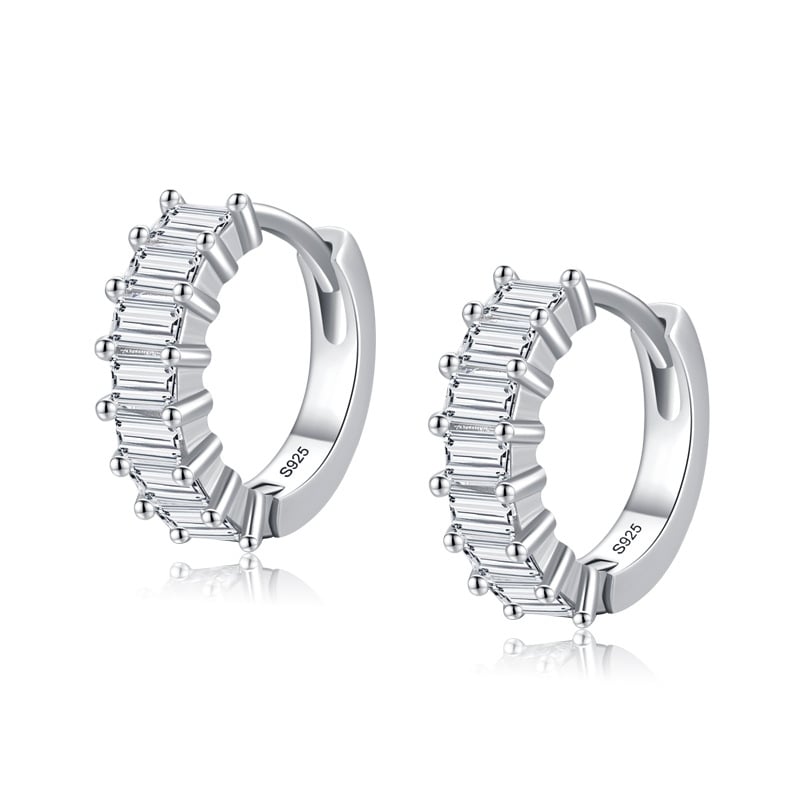 Cercei rotunzi argint 925, JW1822, model elegant, placati cu rodiu - poza 1
