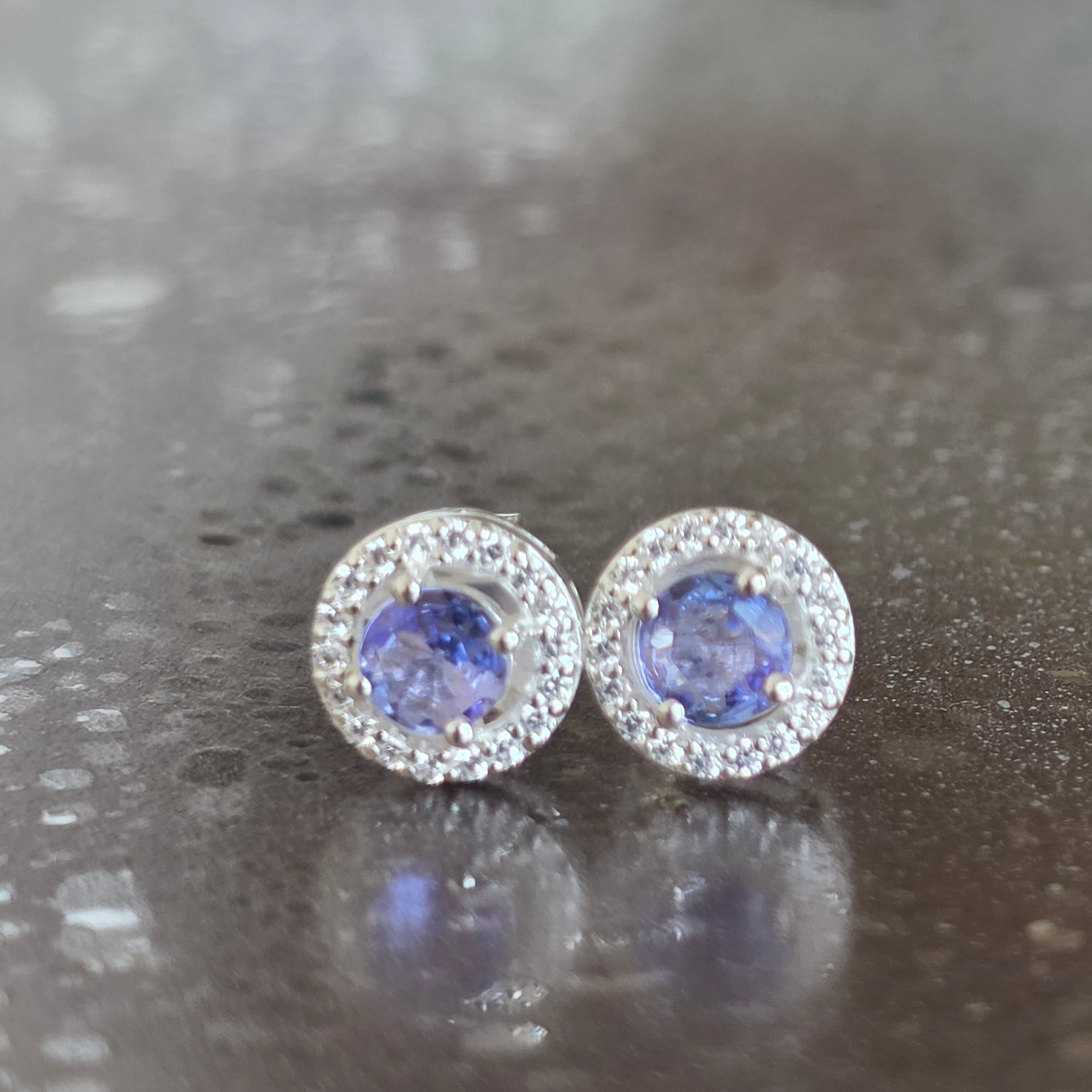 Cercei stud tanzanit, topaz din argint model 2