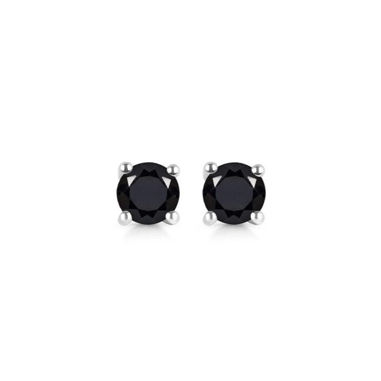 Cercei stud turmalina neagra argint 5 mm