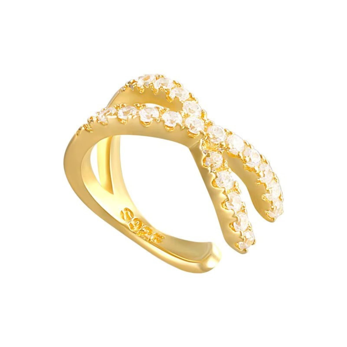 Cercel ear cuff argint 925, JW1676, model incrucisat, placat cu aur - poza 1