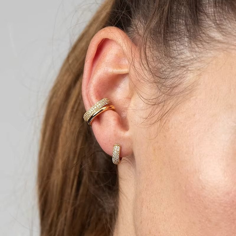 Cercel ear cuff argint 925, JW1677, model elegant, placat cu aur - poza 4