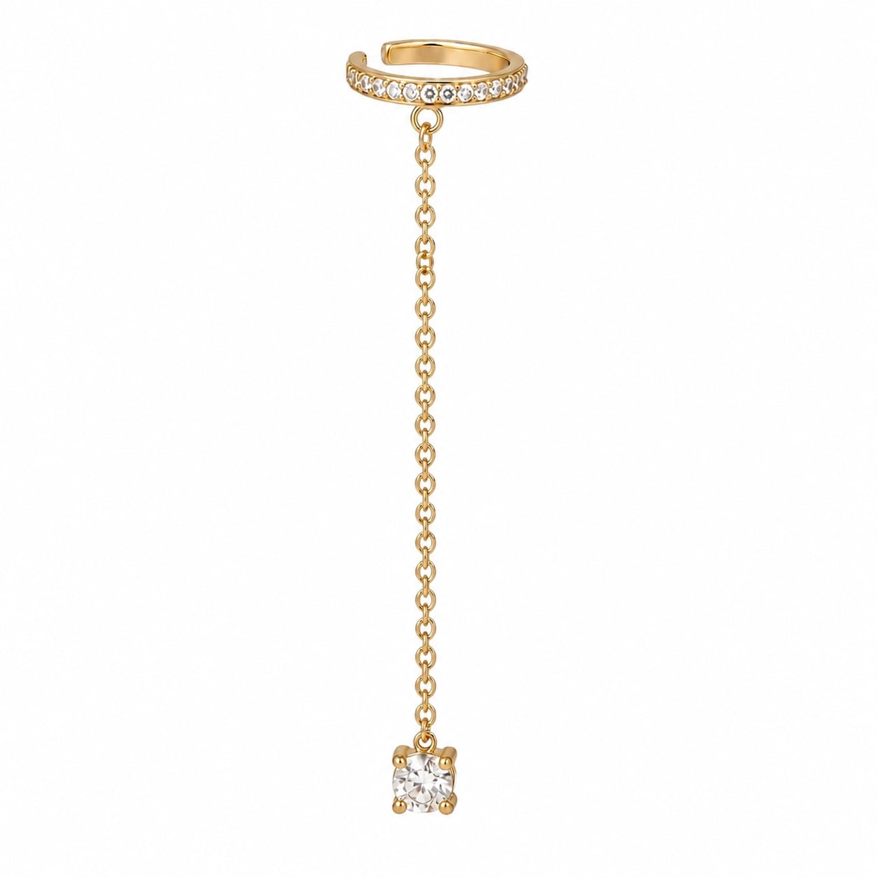 Cercel ear cuff argint 925, JW997, model cu lant, placat cu aur