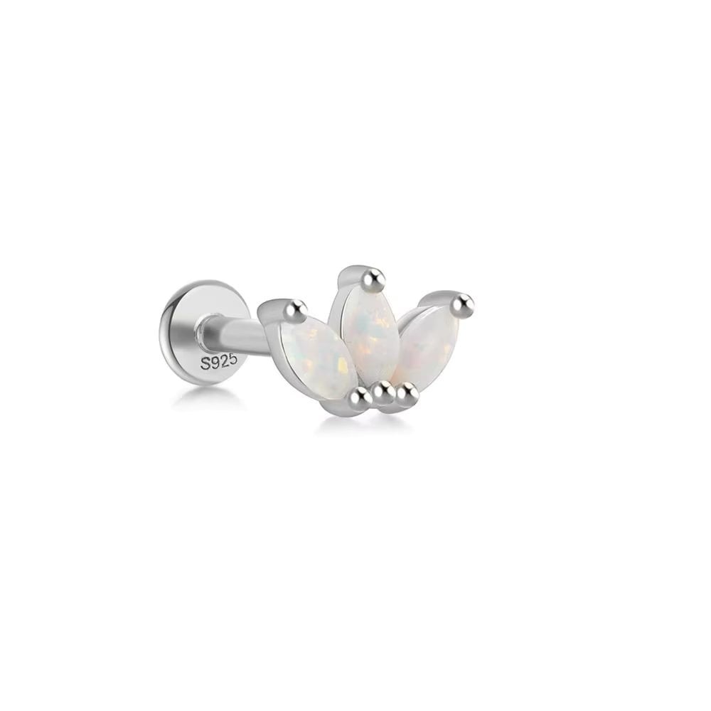 Cercel piercing argint 925, JW1682, model Opal, placat cu rodiu - poza 1