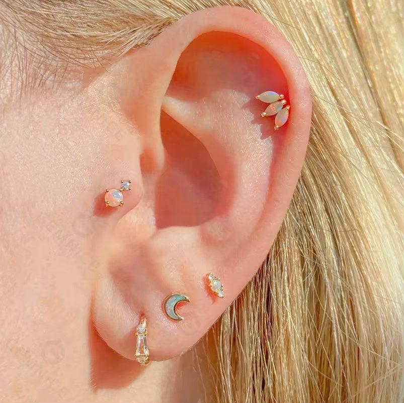 Cercel piercing argint 925, JW1682, model Opal, placat cu rodiu - poza 3