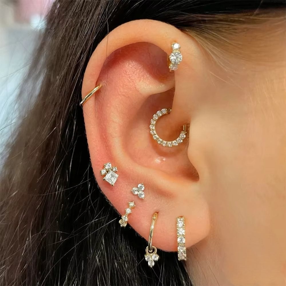 Cercel piercing ureche argint 925, JW1683, model elegant, placat cu rodiu - poza 3