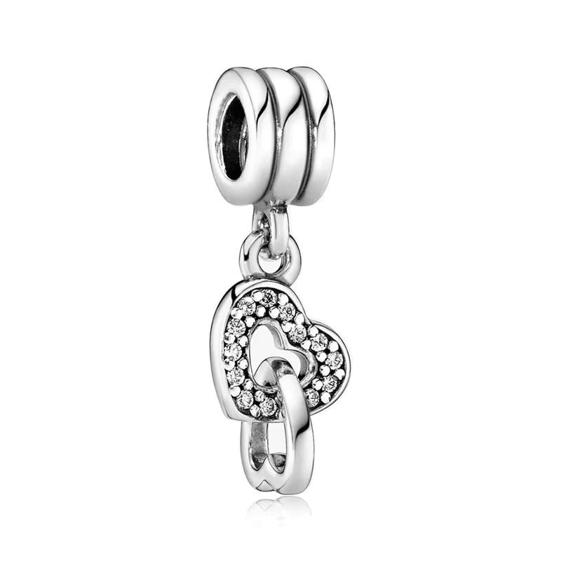 Charm/talisman argint 925, JW1149, model 2 inimi, placat cu rodiu - poza 1