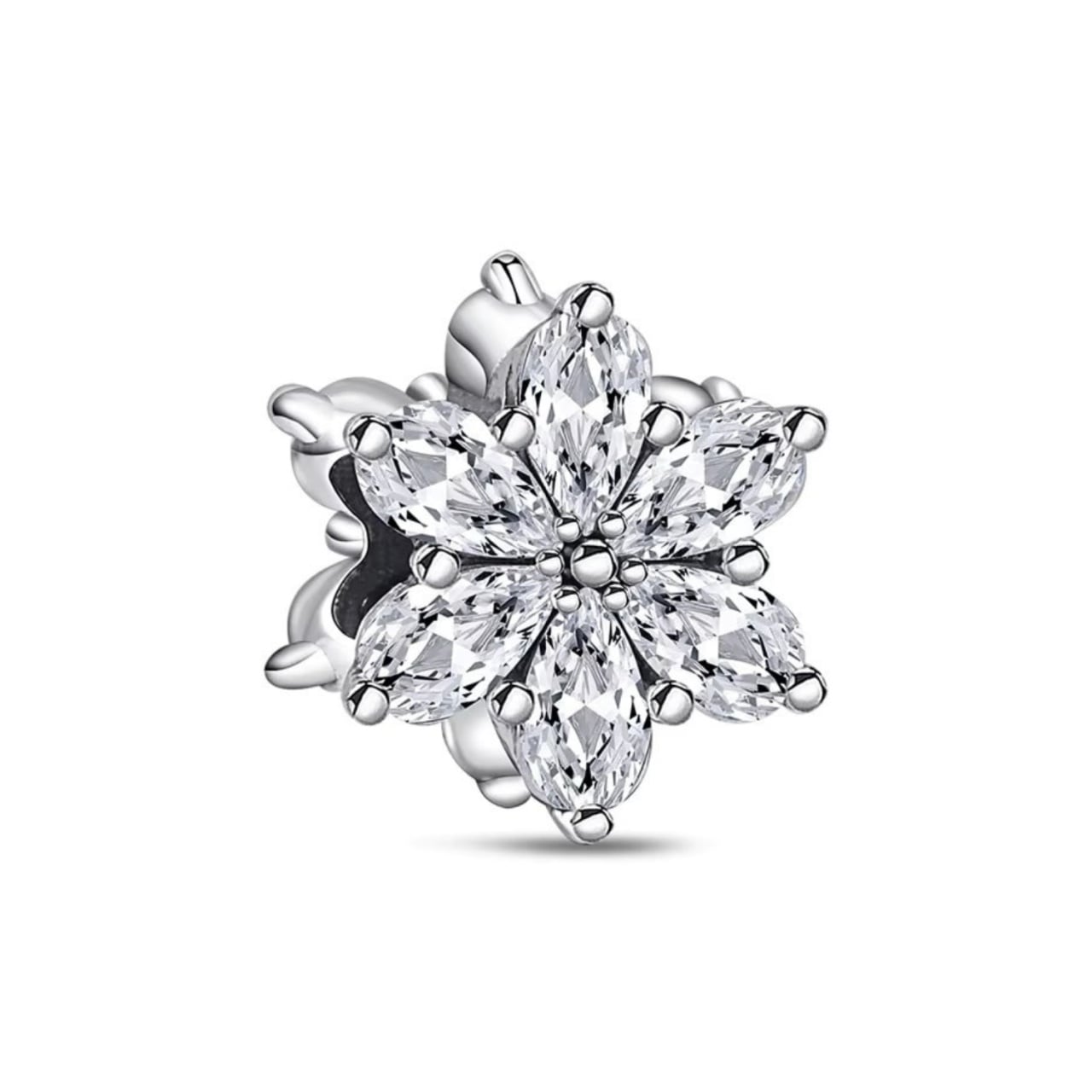 Charm/talisman argint 925, JW1157, model floare, placat cu rodiu - poza 1