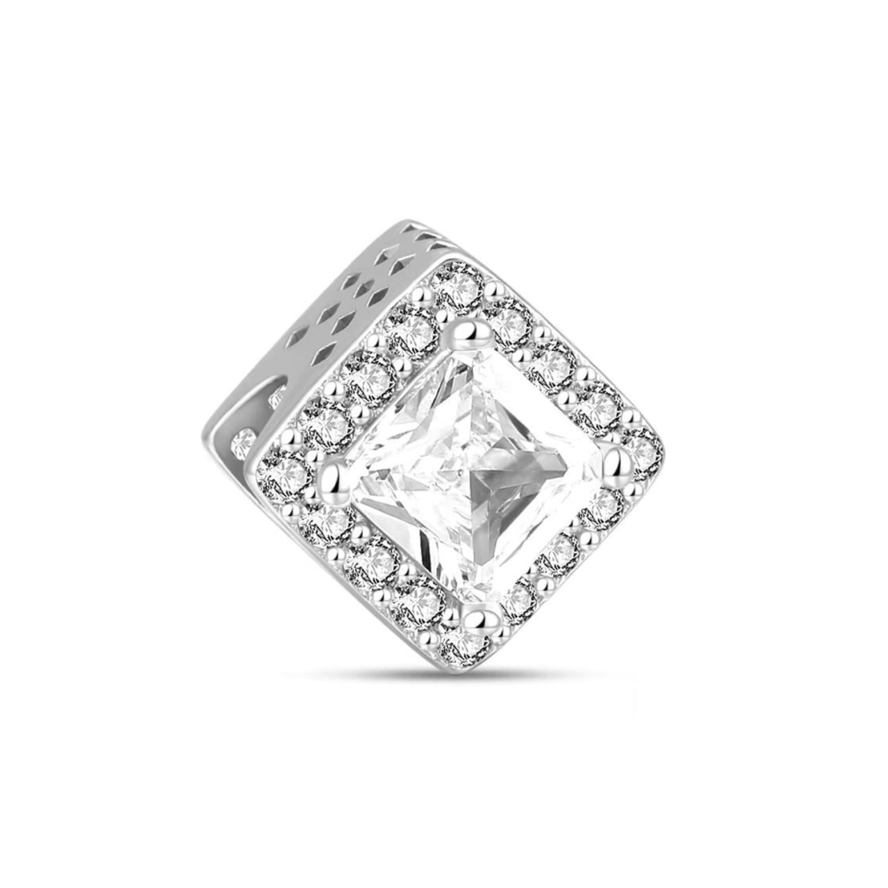 Charm/talisman argint 925, JW1162, model romb, placat cu rodiu - poza 1