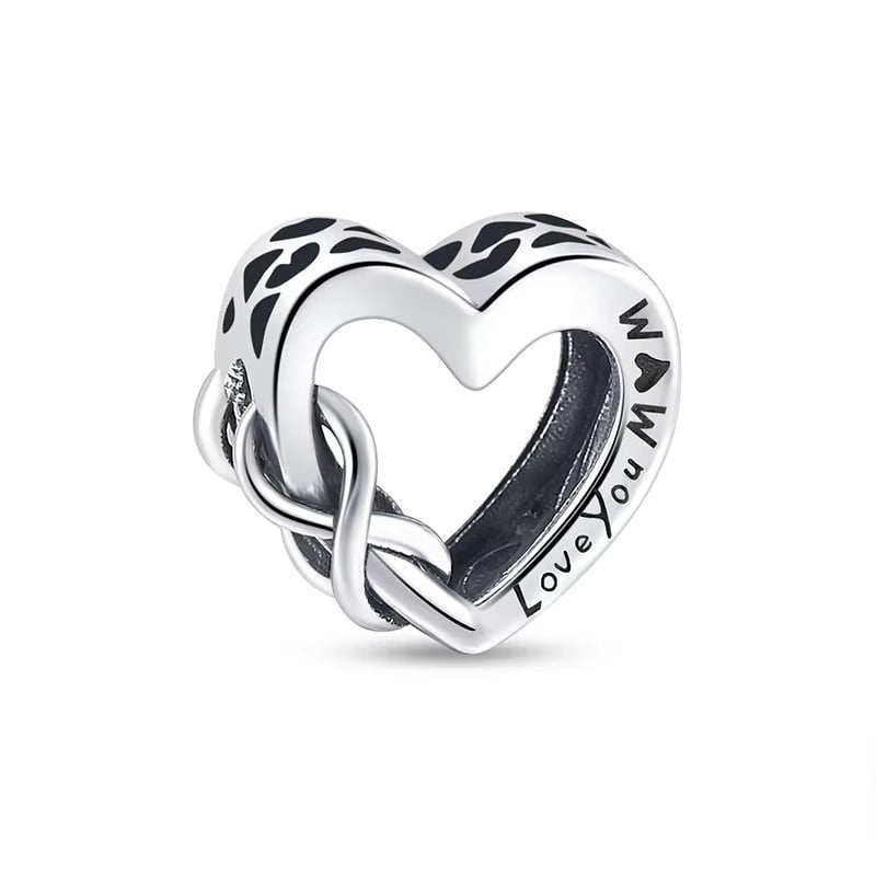 Charm/talisman argint 925, JW1165, model inima si infinit, placat cu rodiu - poza 1