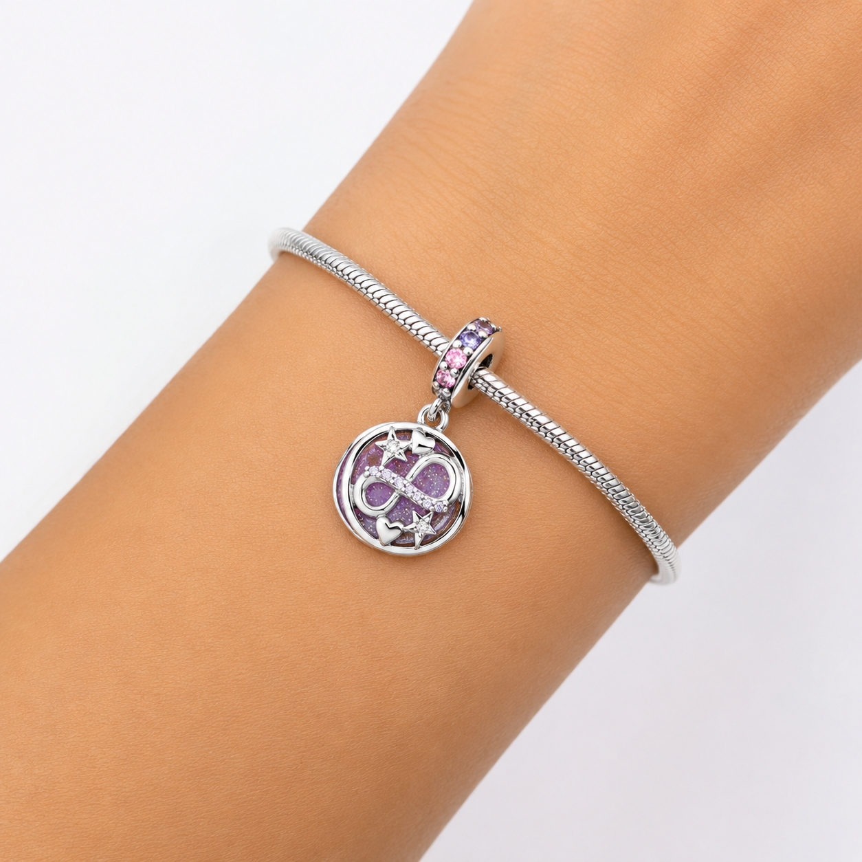 Charm/talisman argint 925, JW1169, model infinit, placat cu rodiu - poza 2