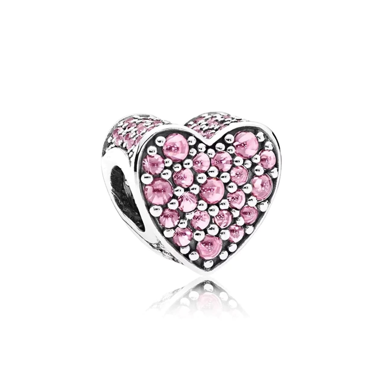 Charm/talisman argint 925, JW1172, model inima roz, placat cu rodiu - poza 1