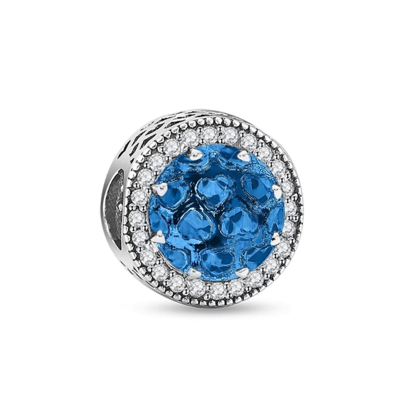 Charm/talisman argint 925, JW1178, model elegant cu piatra albastra, placat cu rodiu - poza 1