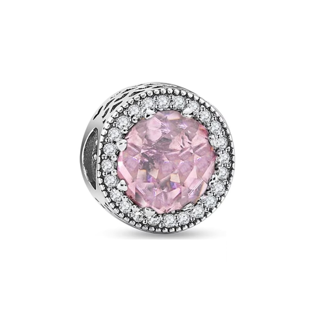 Charm/talisman argint 925, JW1179, model elegant cu piatra roz, placat cu rodiu - poza 1