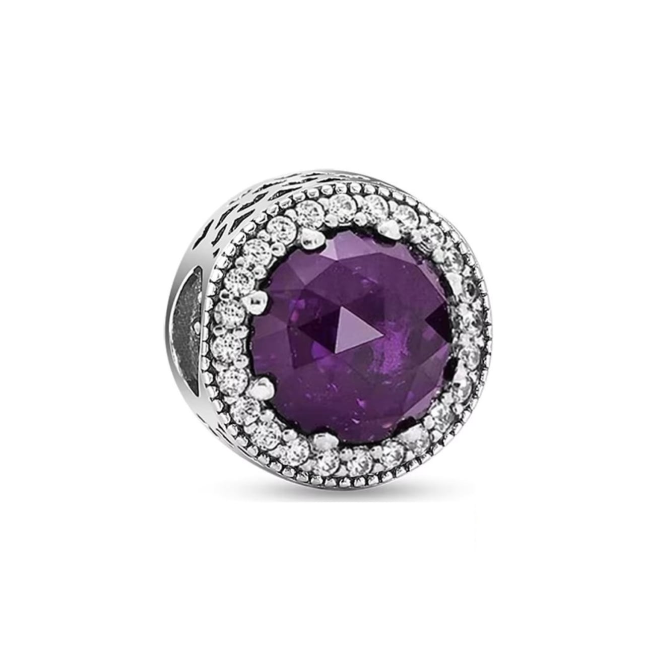 Charm/talisman argint 925, JW1180, model elegant cu piatra mov, placat cu rodiu - poza 1