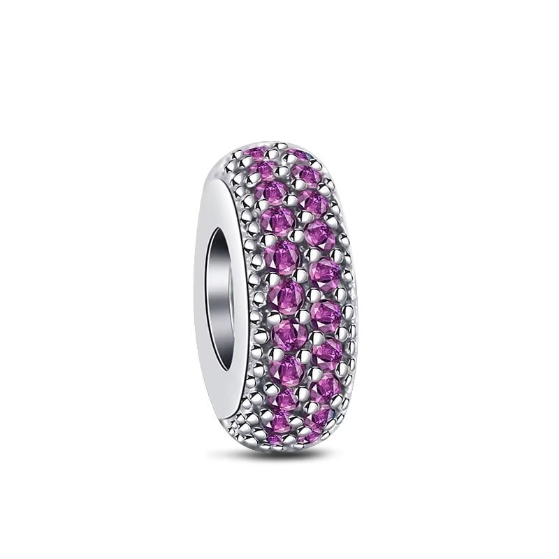 Charm/talisman argint 925, JW1186, model elegant cu pietre roz, placat cu rodiu - poza 1