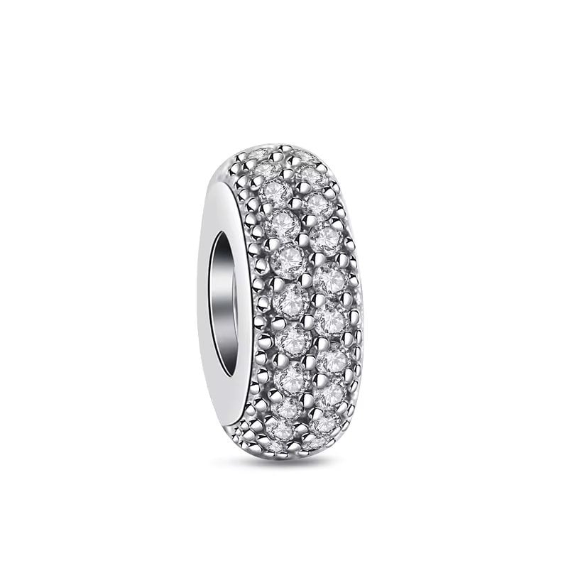 Charm/talisman argint 925, JW1187, model elegant cu pietre albe, placat cu rodiu - poza 1