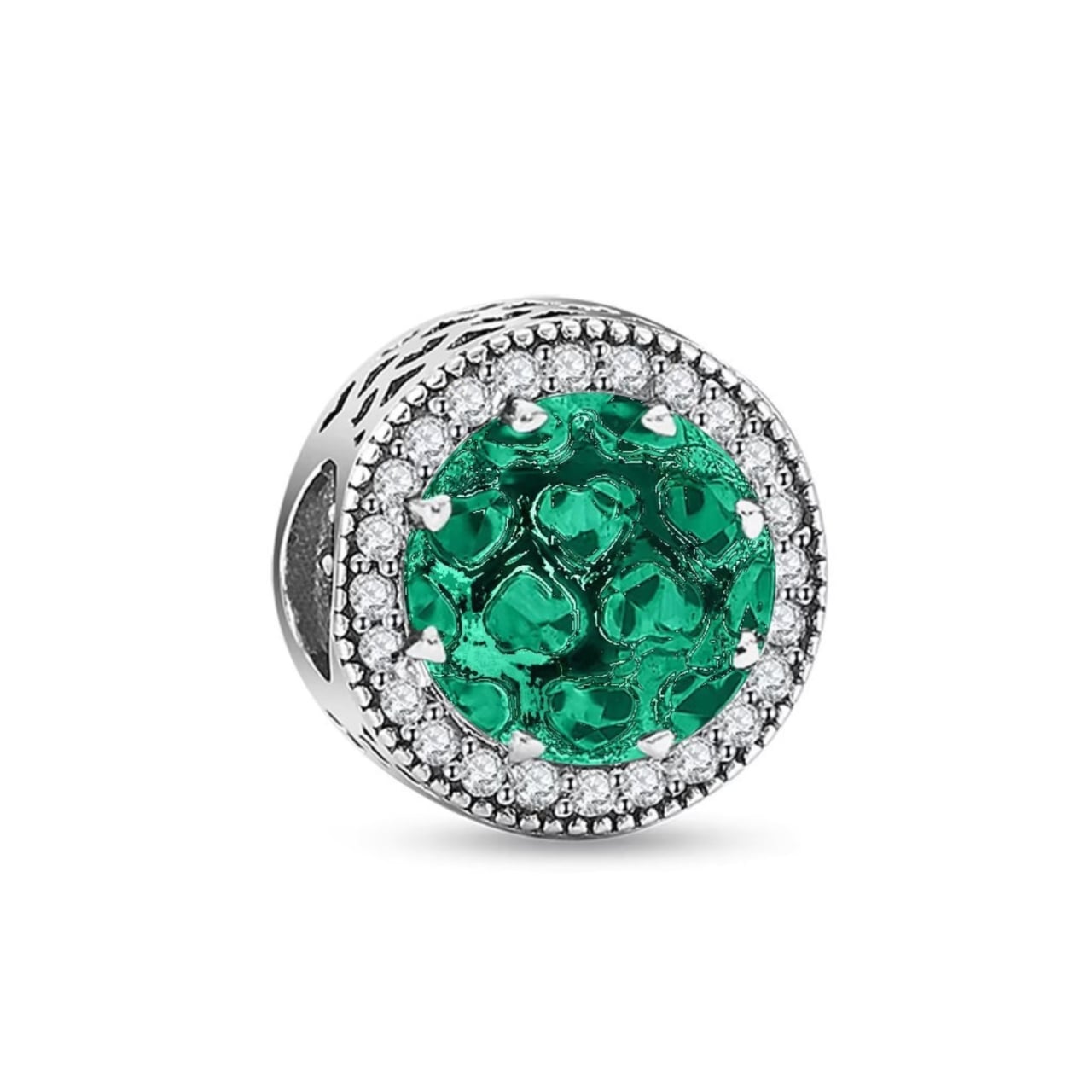 Charm/talisman argint 925, JW1190, model elegant cu piatra verde, placat cu rodiu - poza 1