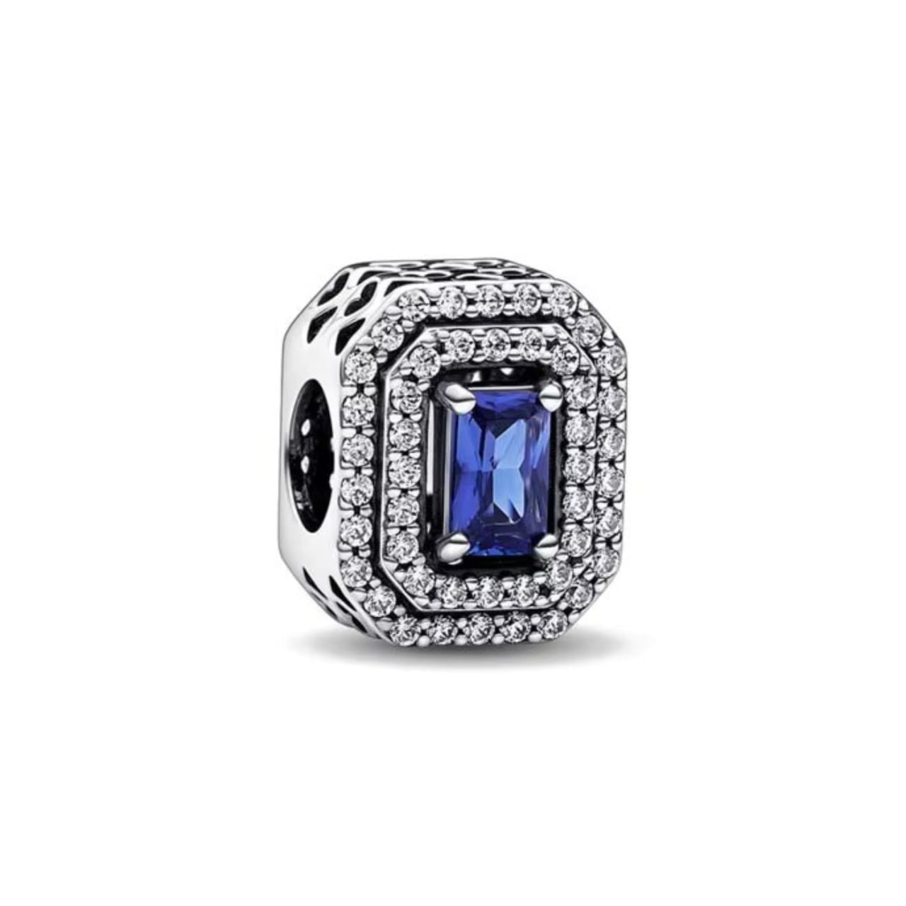 Charm/talisman argint 925, JW1192, model elegant cu piatra albastra, placat cu rodiu - poza 1