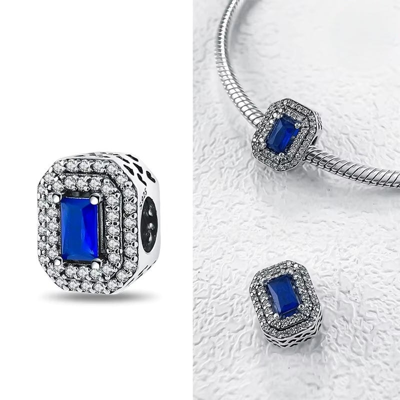 Charm/talisman argint 925, JW1192, model elegant cu piatra albastra, placat cu rodiu - poza 2