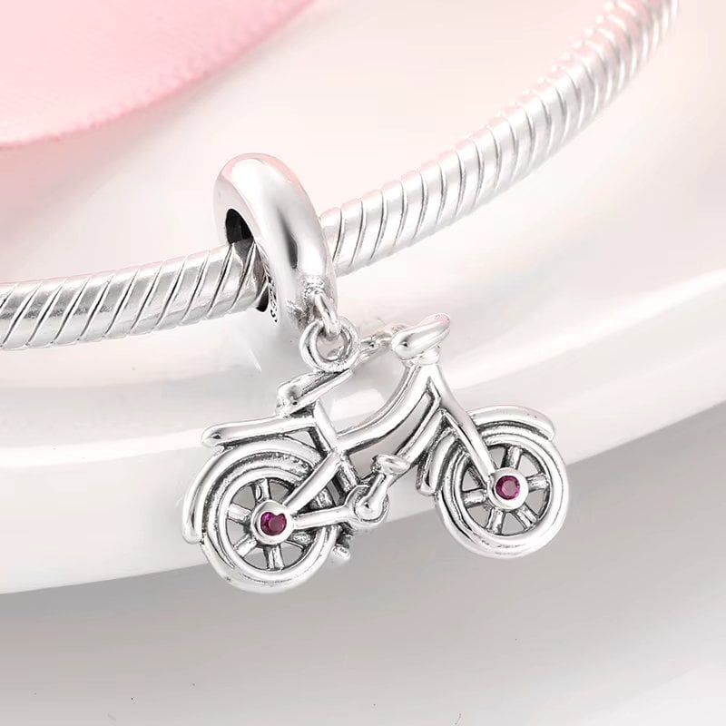 Charm/talisman argint 925, JW1625, model Bicicleta, placat cu rodiu - poza 2