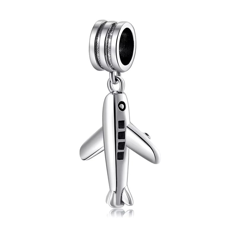 Charm/talisman argint 925, JW1630, model Avion, placat cu rodiu