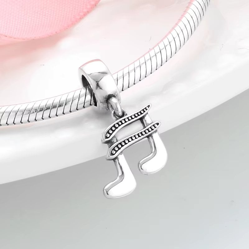 Charm/talisman argint 925, JW1634, model nota muzicala, placat cu rodiu - poza 2