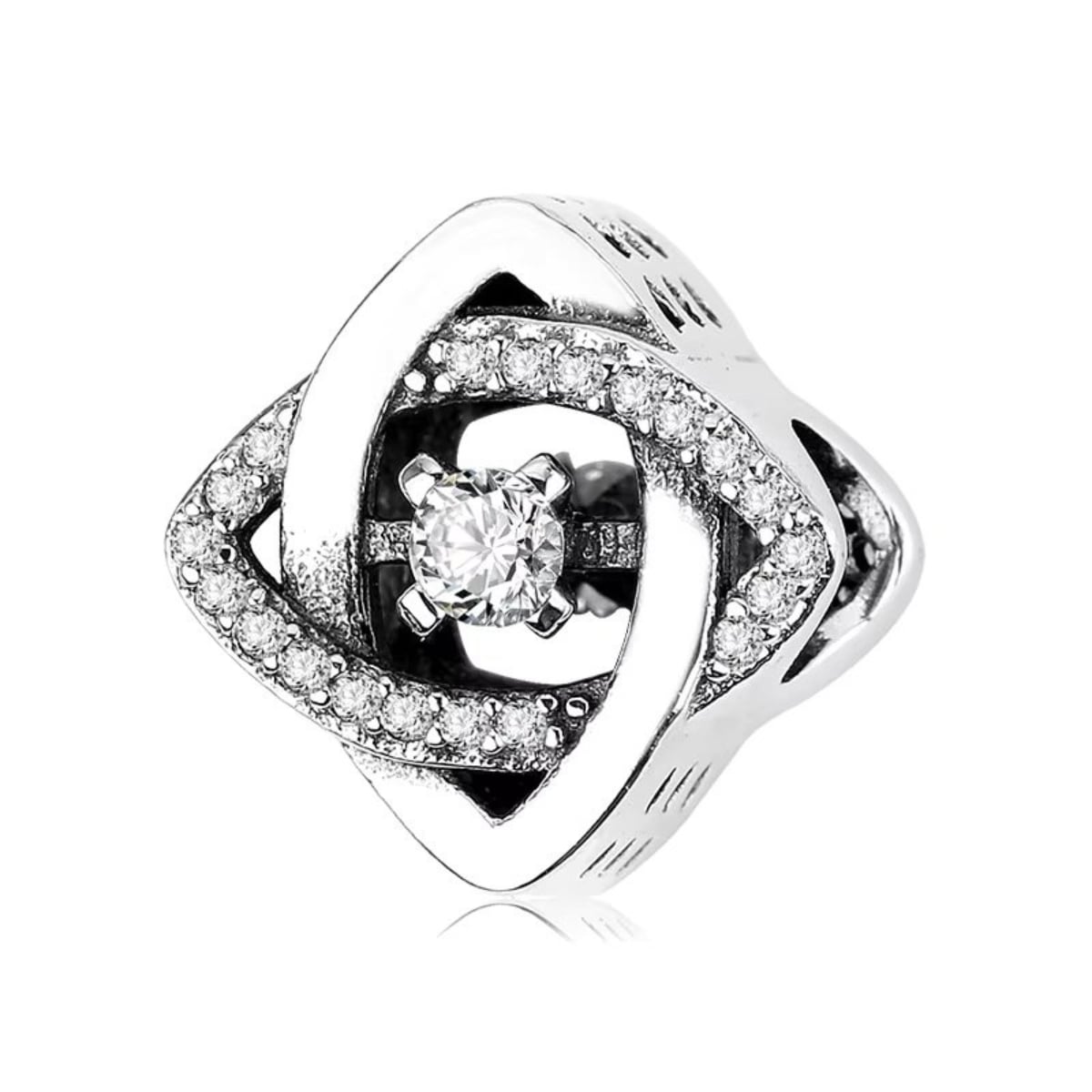 Charm/talisman argint 925, JW1638, model geometric, placat cu rodiu - poza 1