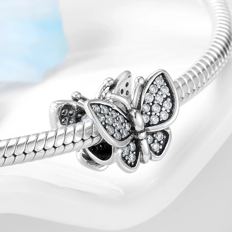 Charm/talisman argint 925, JW1643, model fluture, placat cu rodiu - poza 2