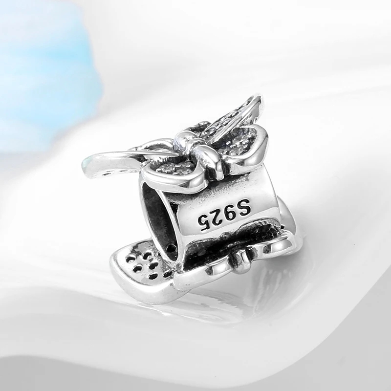 Charm/talisman argint 925, JW1643, model fluture, placat cu rodiu - poza 3