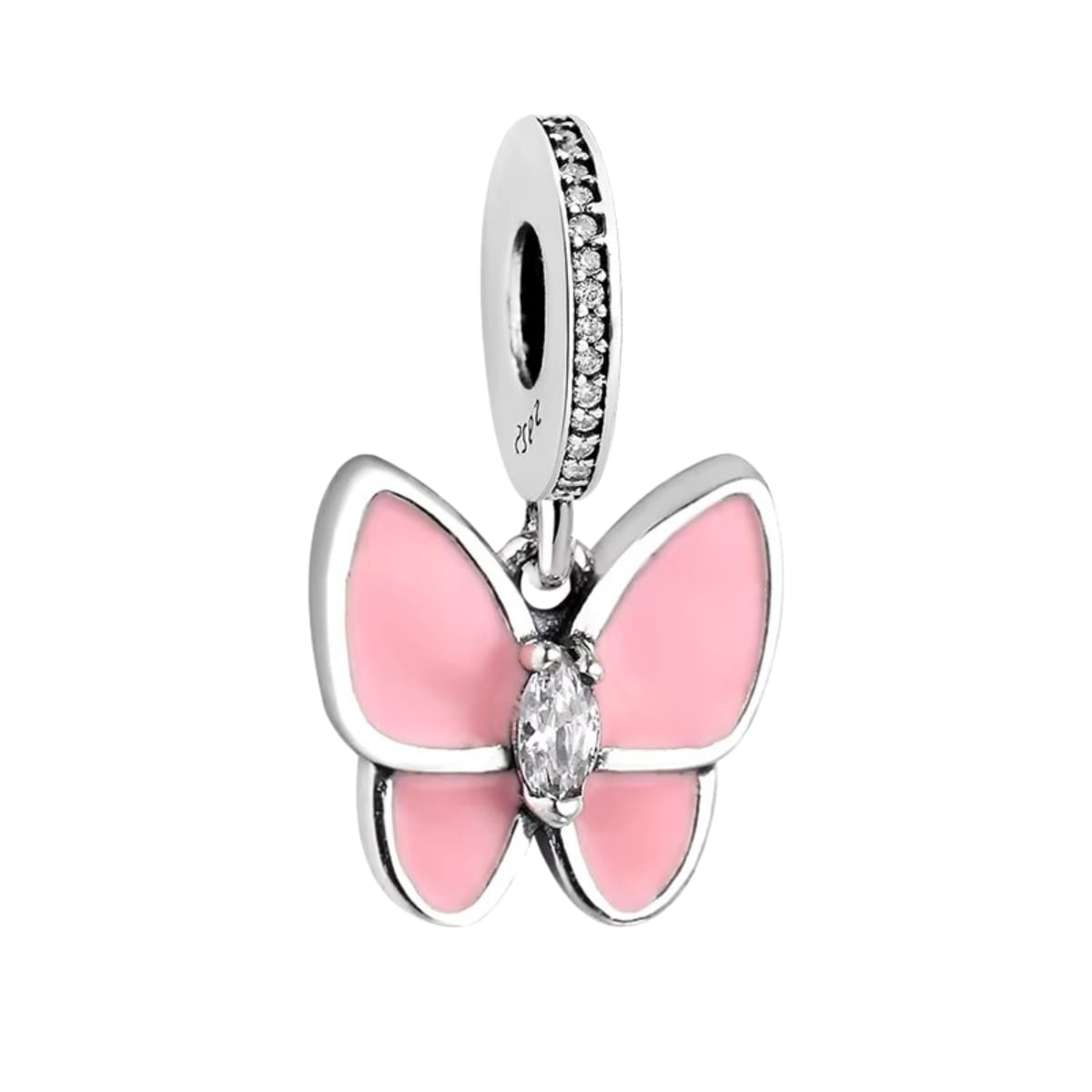 Charm/talisman argint 925, JW1644, model fluture roz, placat cu rodiu