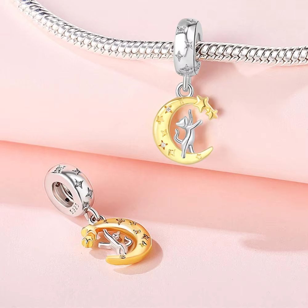 Charm/talisman argint 925, JW1648, model semiluna, placat cu rodiu - poza 3