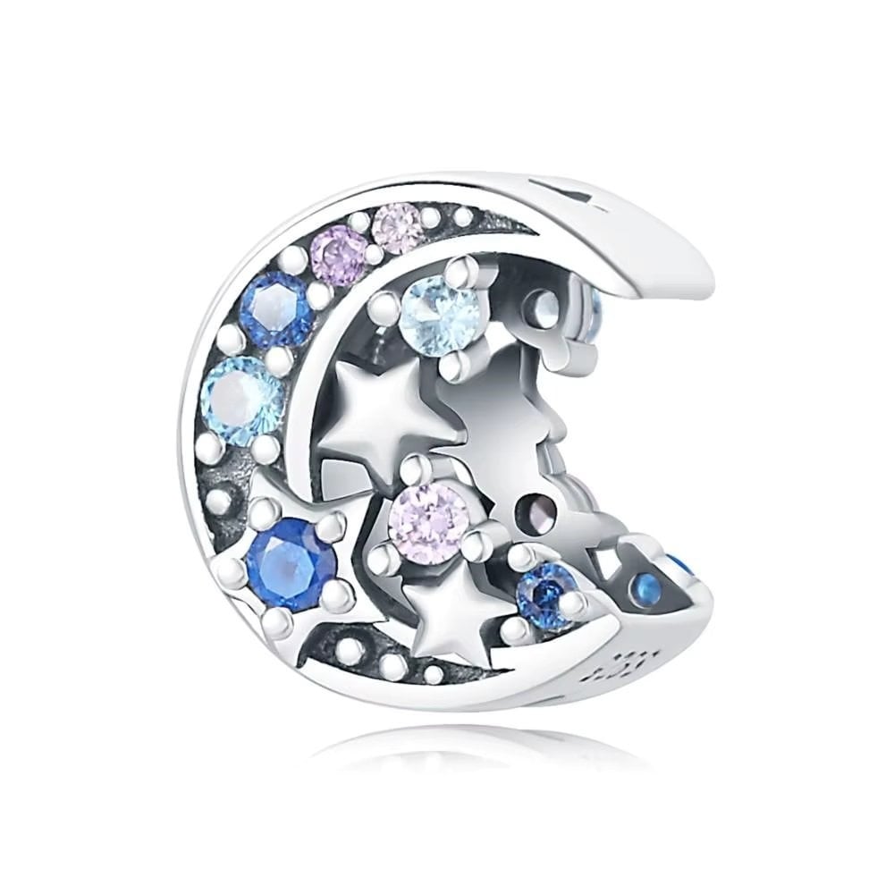 Charm/talisman argint 925, JW1659, model semiluna, placat cu rodiu - poza 1